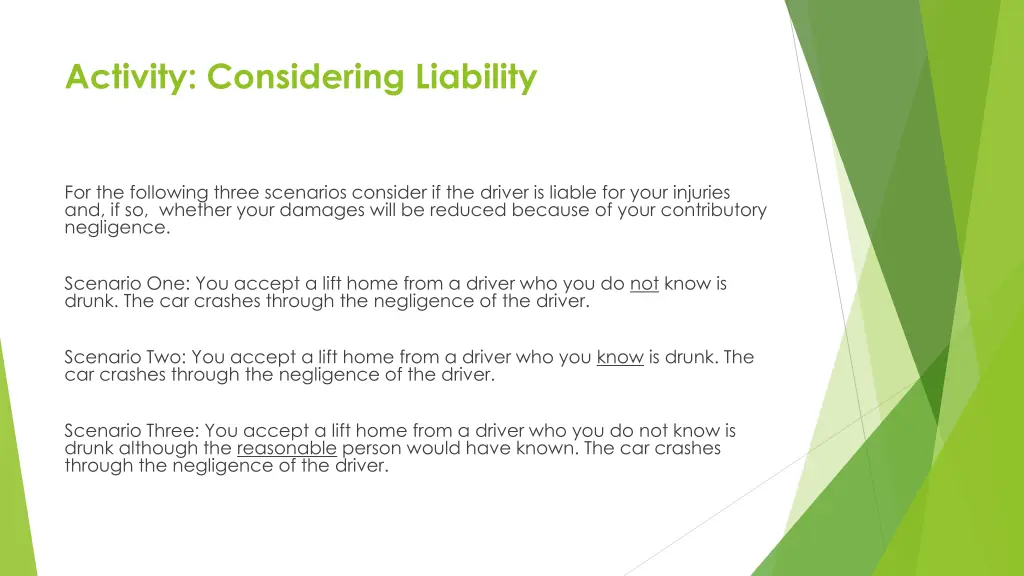 activity considering liability