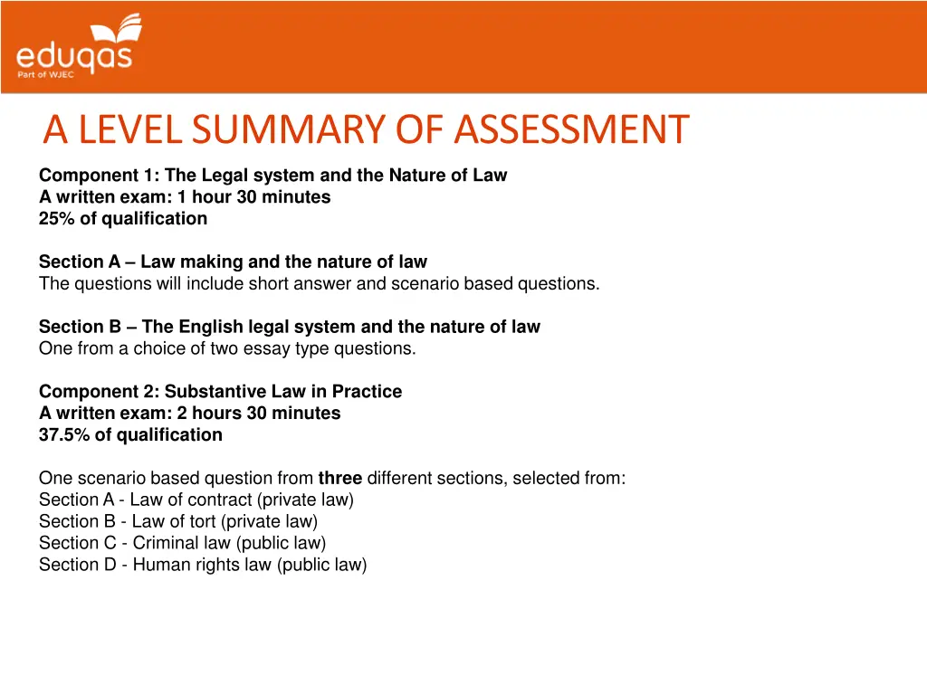 a level summary of assessment
