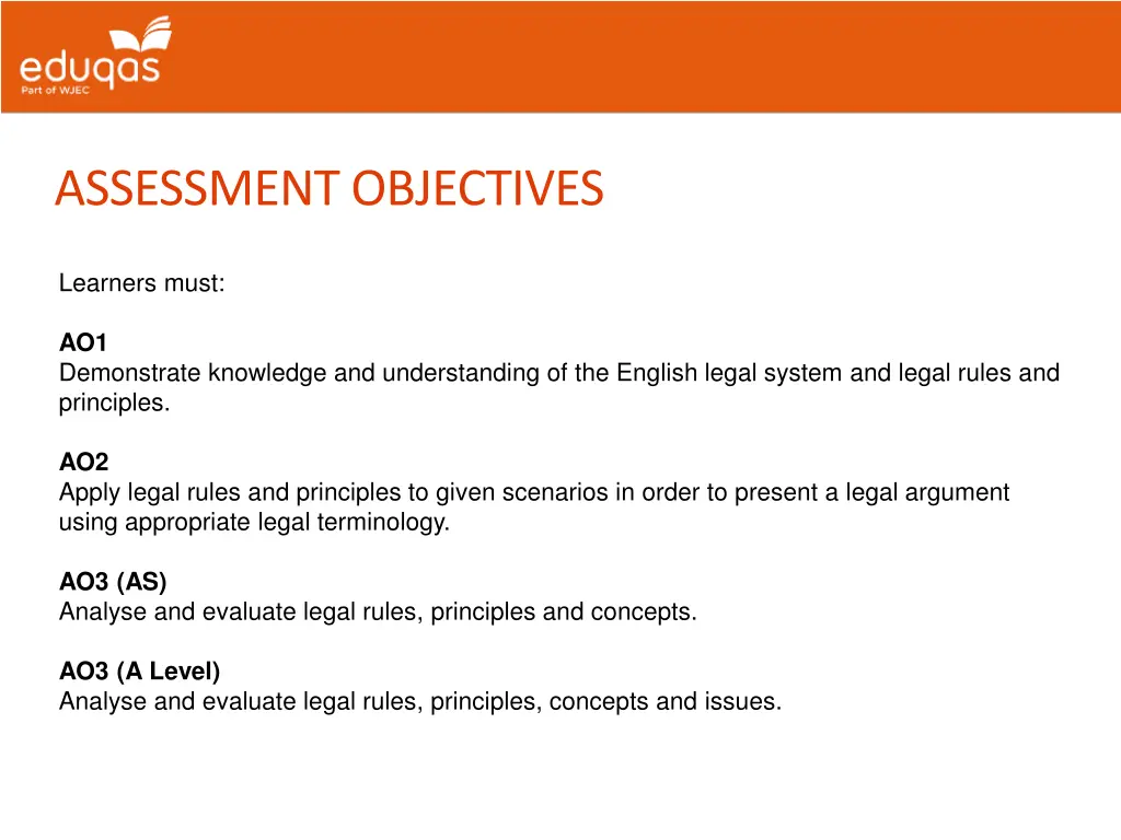 assessment objectives