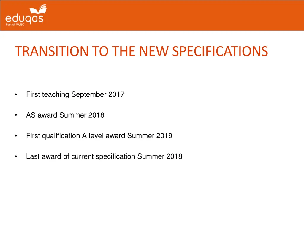 transition to the new specifications