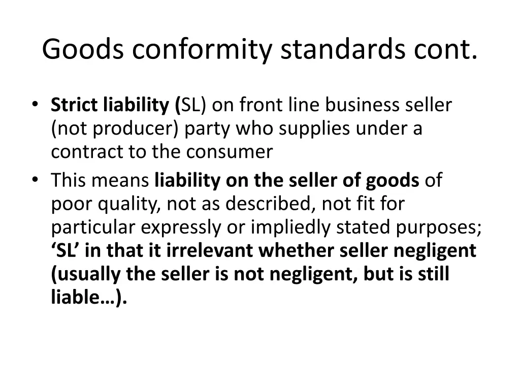 goods conformity standards cont