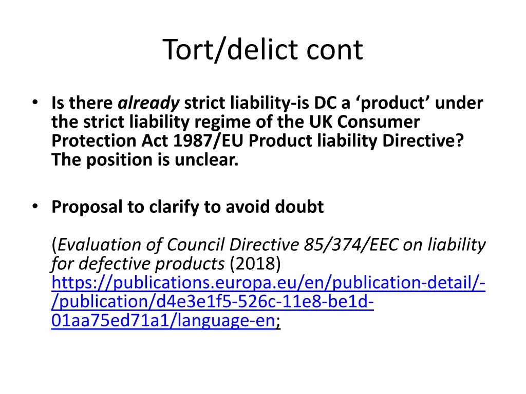 tort delict cont