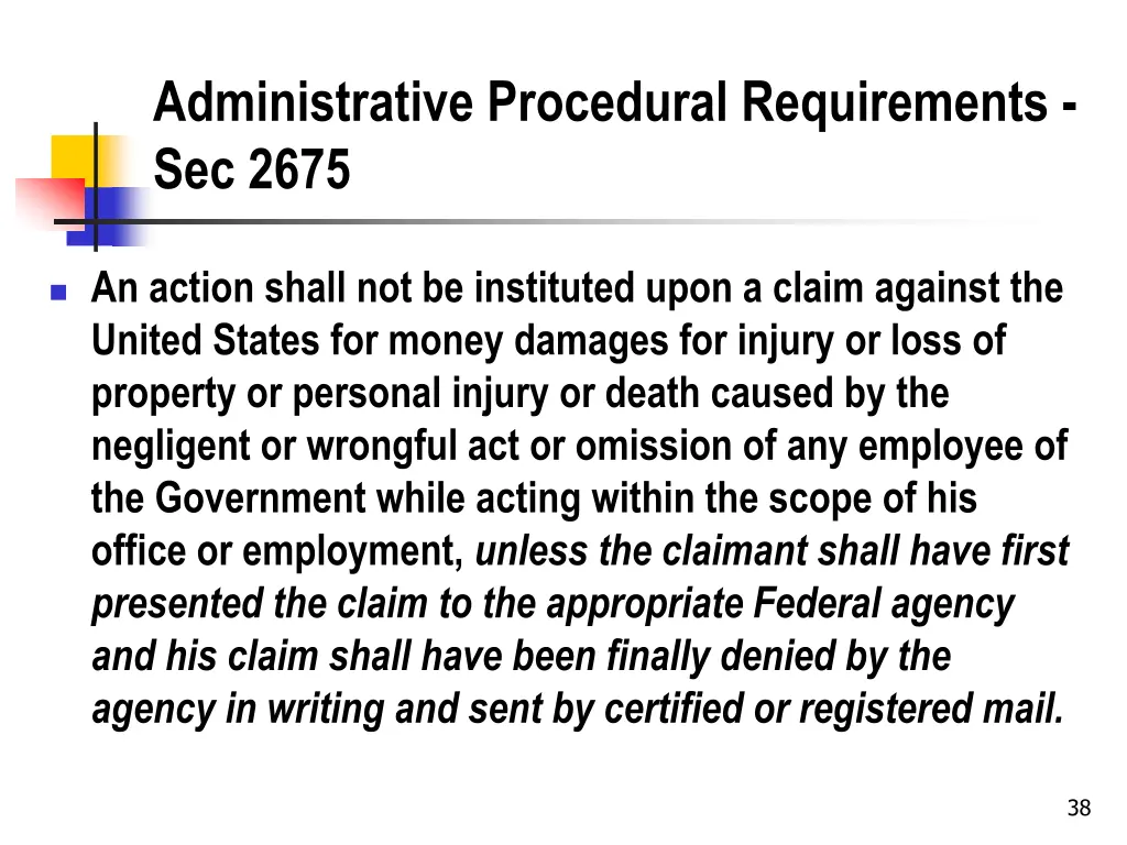 administrative procedural requirements sec 2675