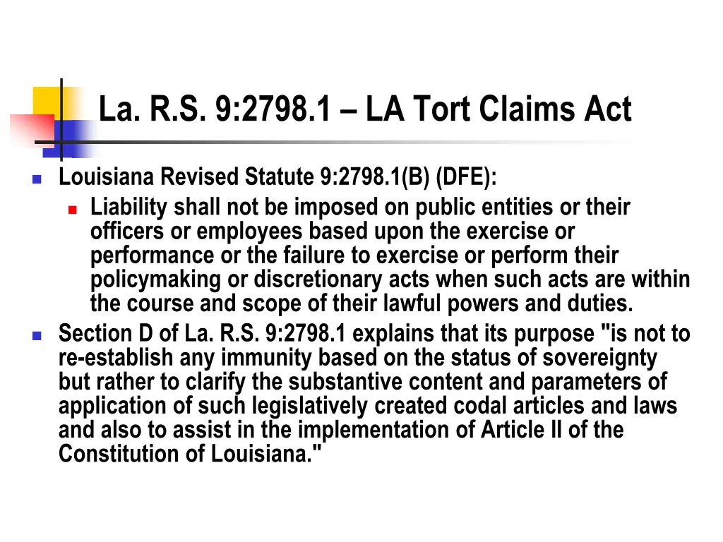 la r s 9 2798 1 la tort claims act