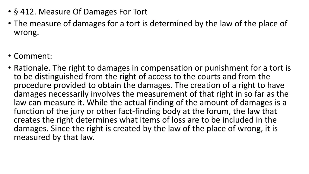 412 measure of damages for tort the measure
