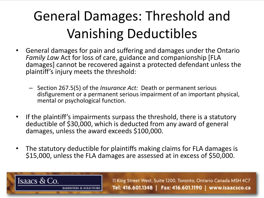 general damages threshold and vanishing