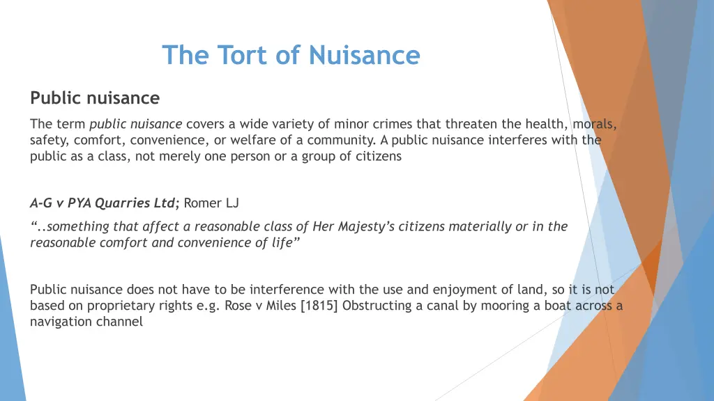 the tort of nuisance 14