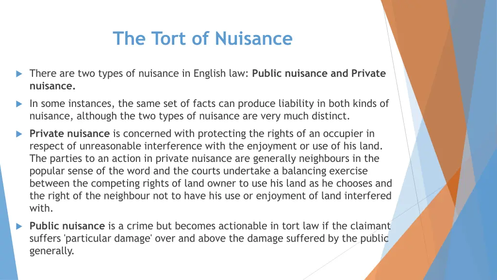 the tort of nuisance