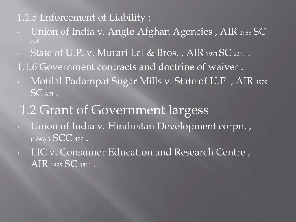 1 1 5 enforcement of liability union of india