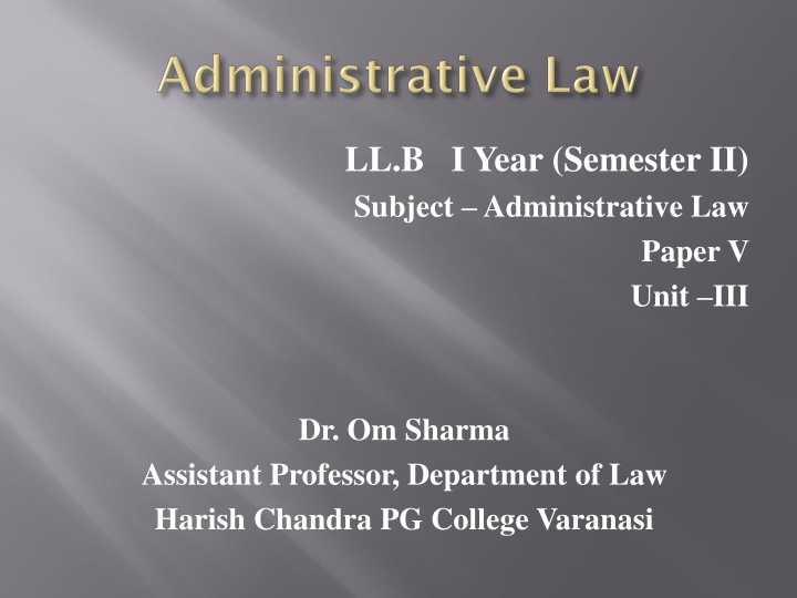 ll b i year semester ii subject administrative law