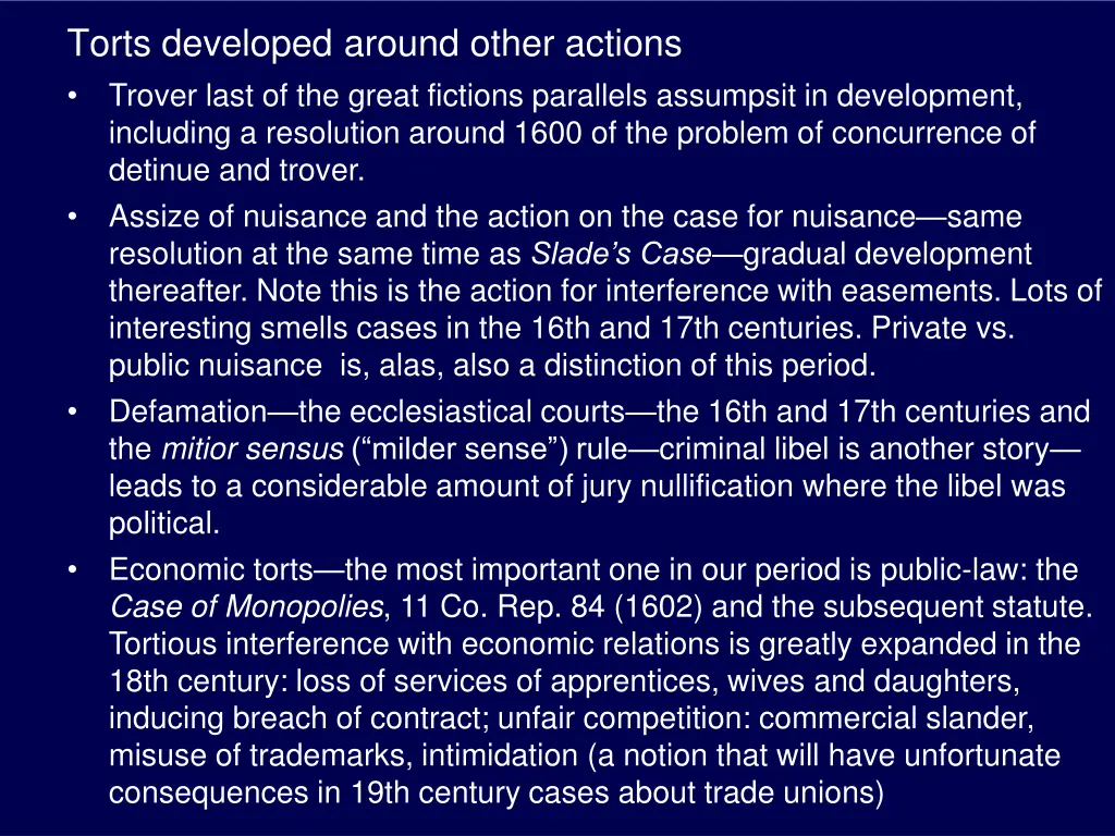 torts developed around other actions trover last