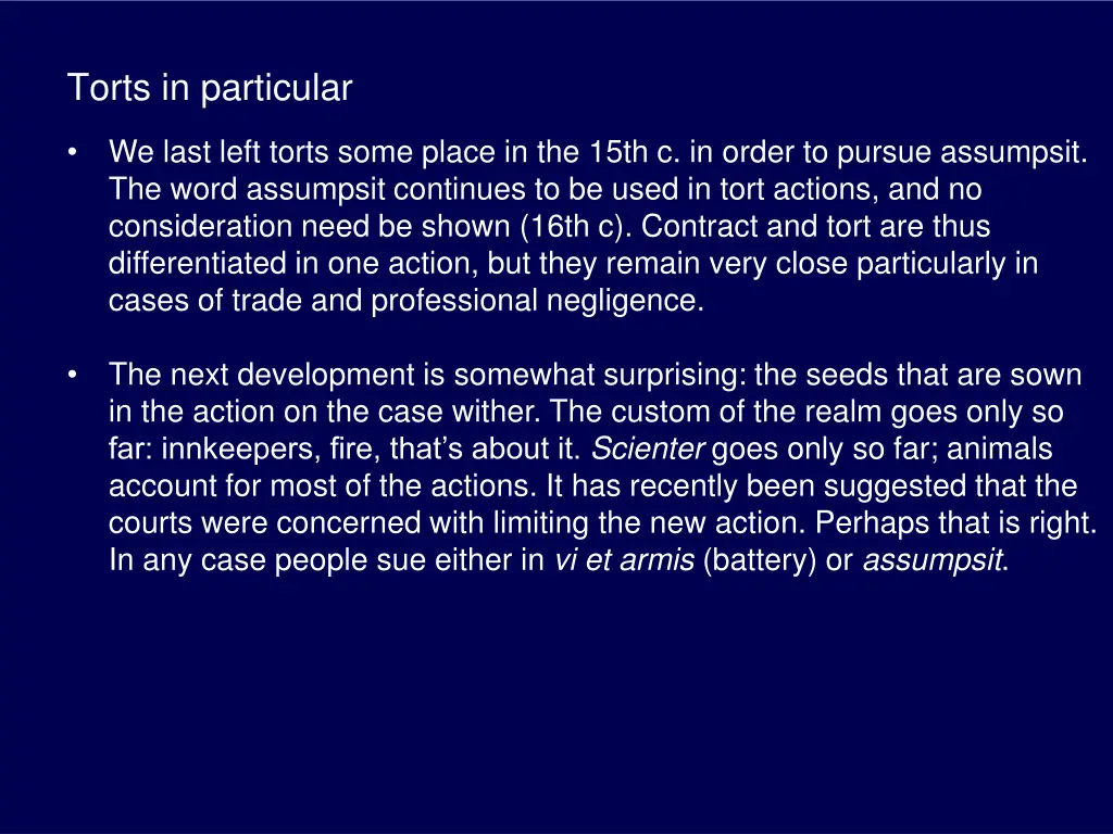 torts in particular