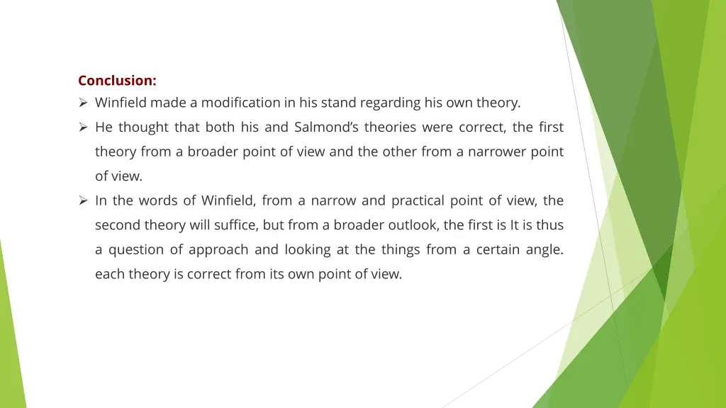 conclusion winfield made a modification