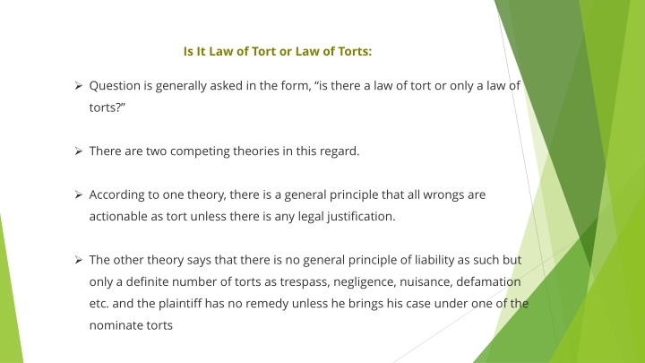 is it law of tort or law of torts