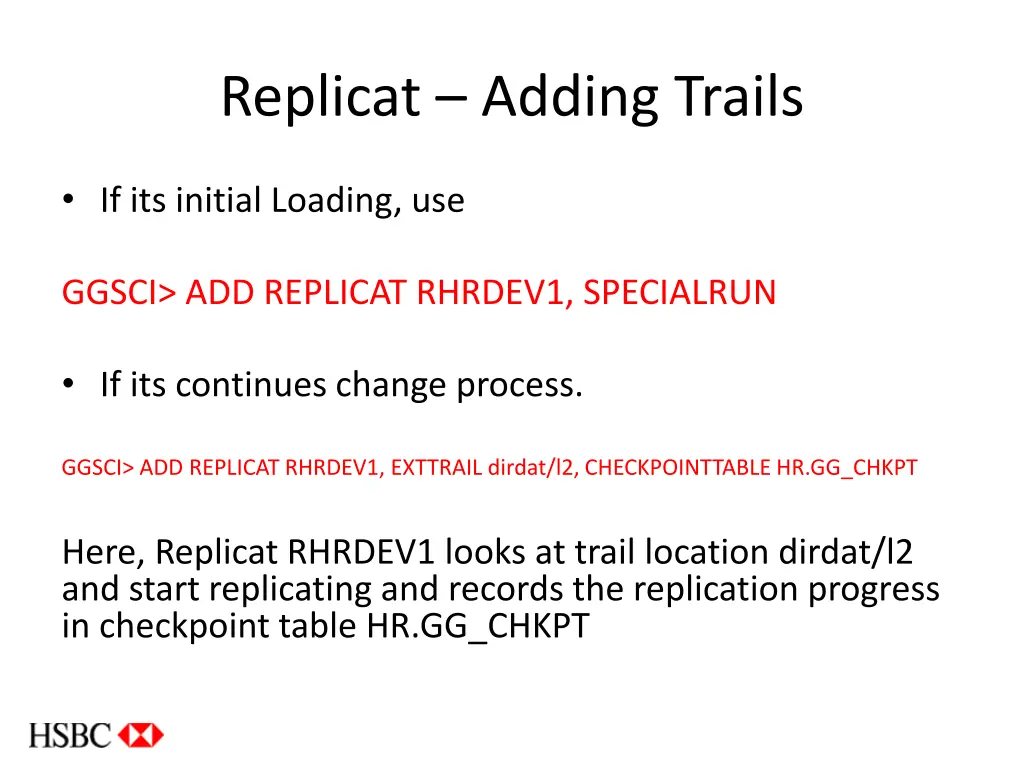 replicat adding trails