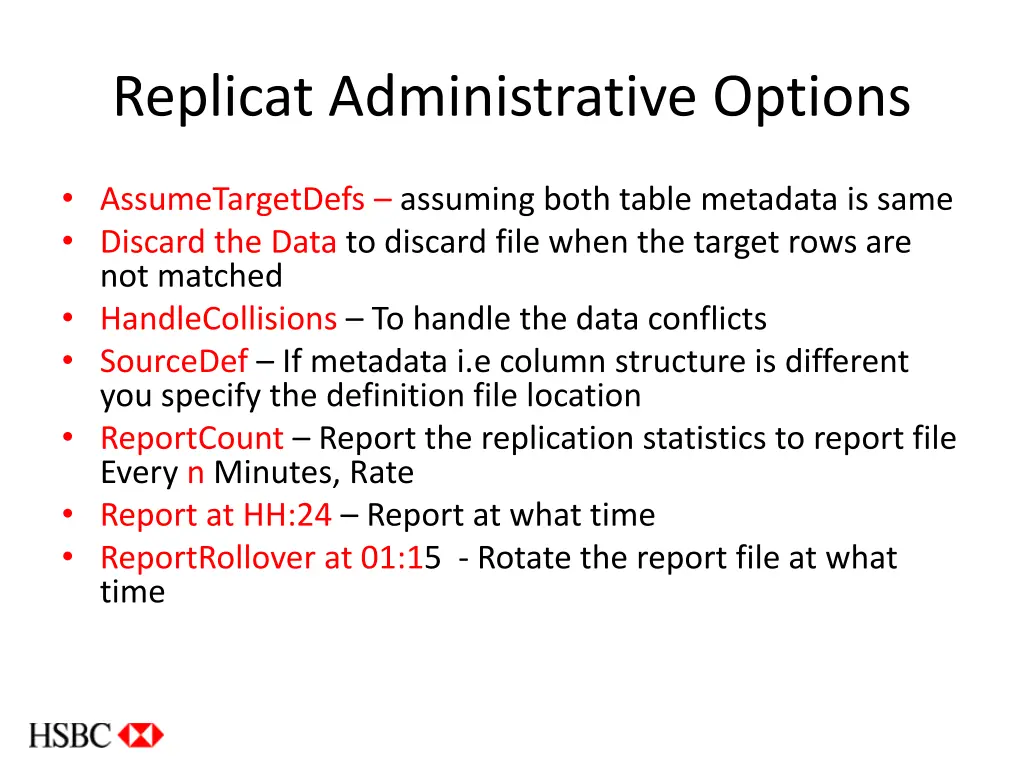 replicat administrative options