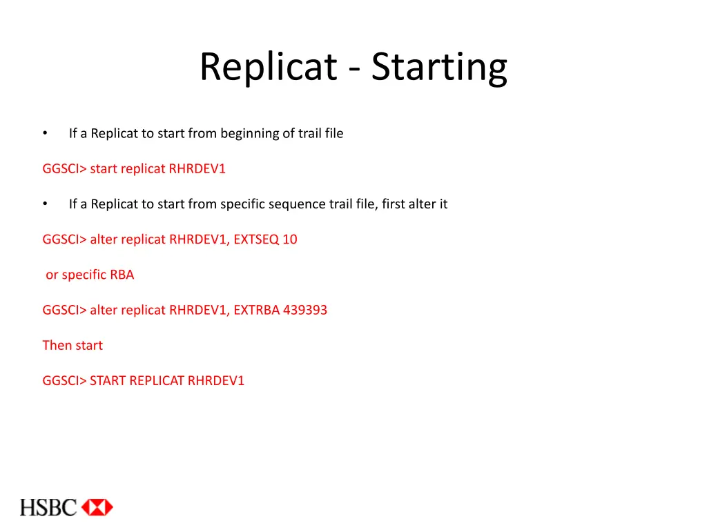 replicat starting