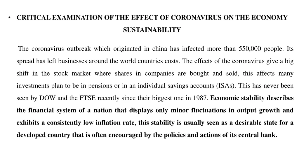 critical examination of the effect of coronavirus