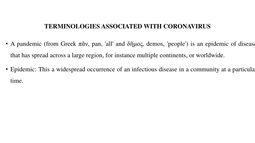 terminologies associated with coronavirus