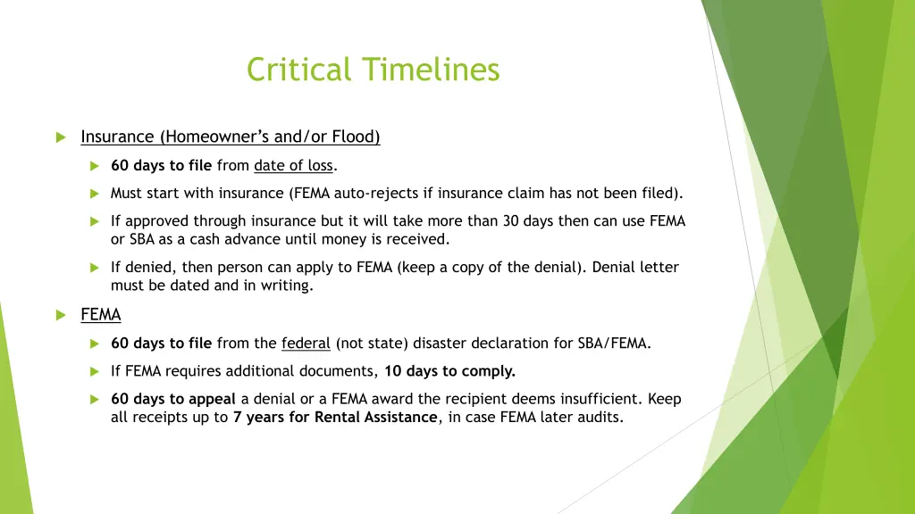 critical timelines