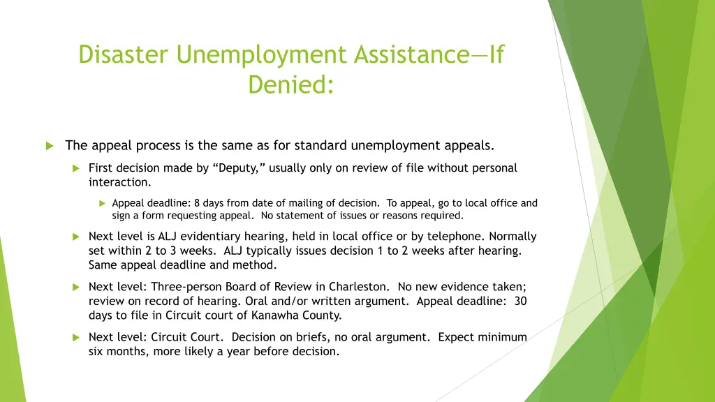 disaster unemployment assistance if denied