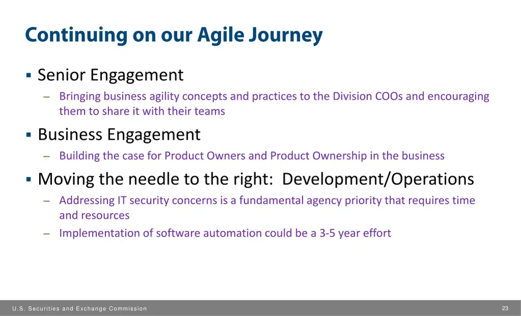 senior engagement bringing business agility
