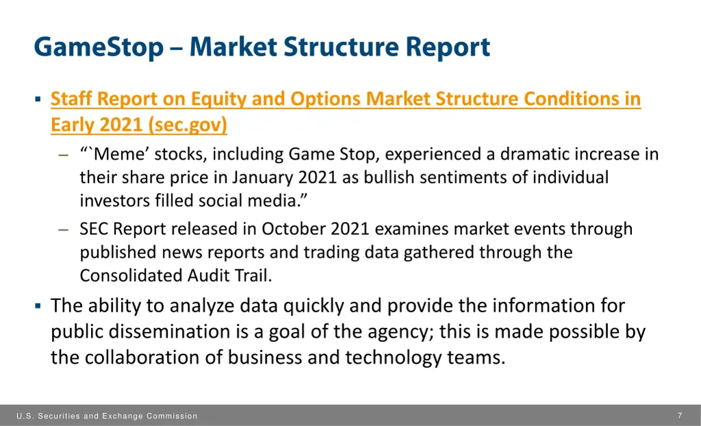 staff report on equity and options market