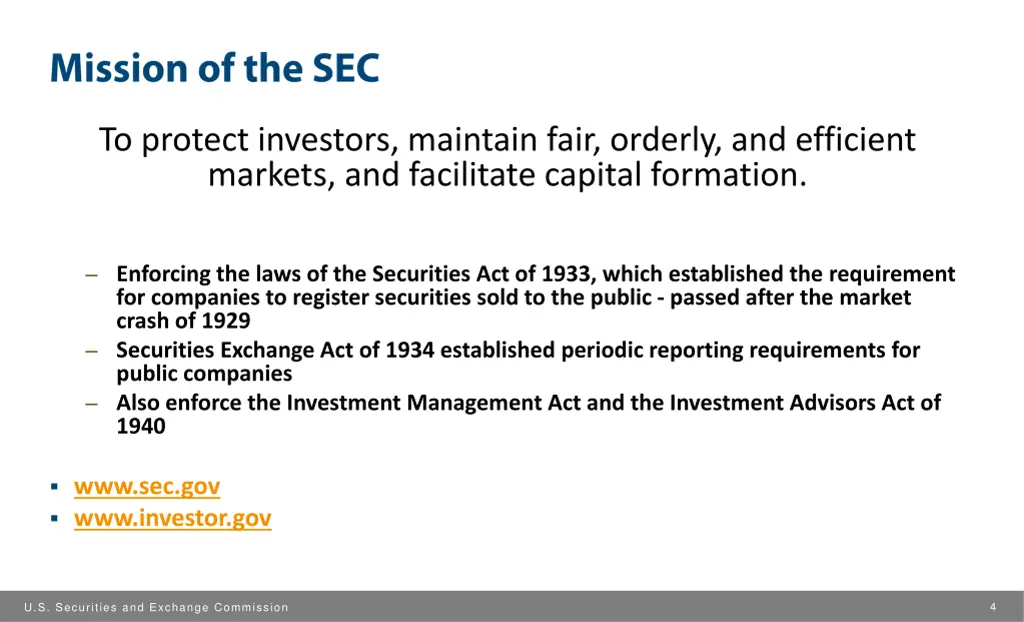 to protect investors maintain fair orderly