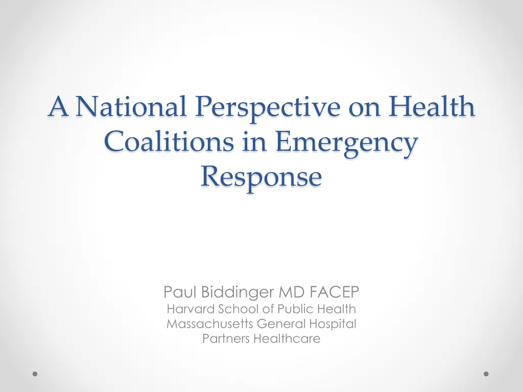 a national perspective on health coalitions
