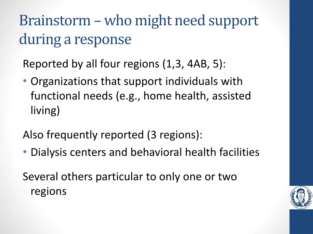 brainstorm who might need support during