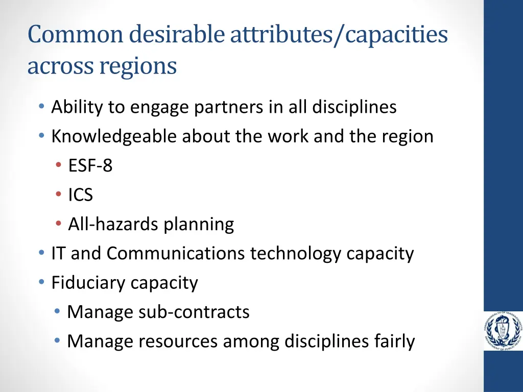 common desirable attributes capacities across