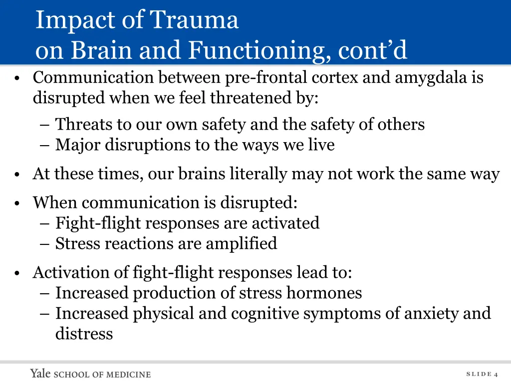 impact of trauma on brain and functioning cont