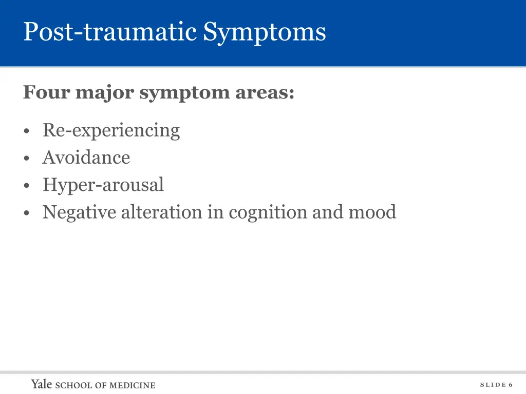 post traumatic symptoms