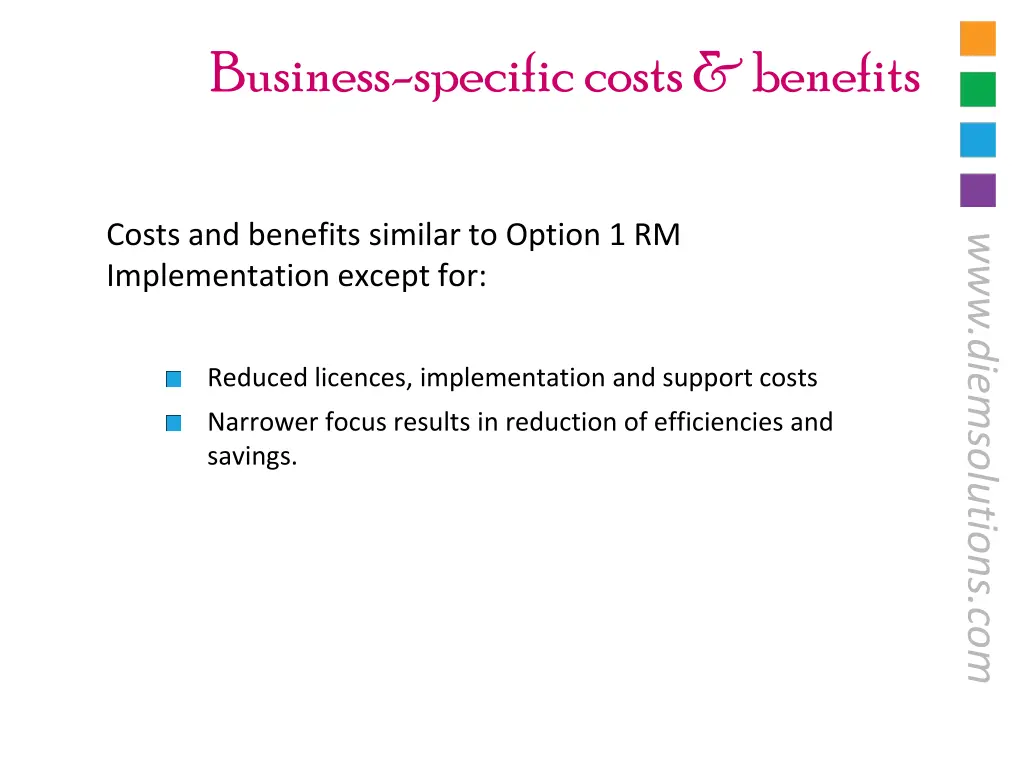 business specific costs benefits