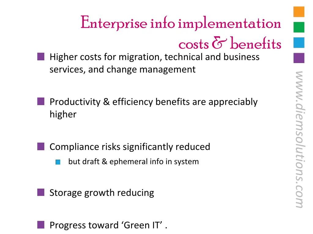 enterprise info implementation costs benefits