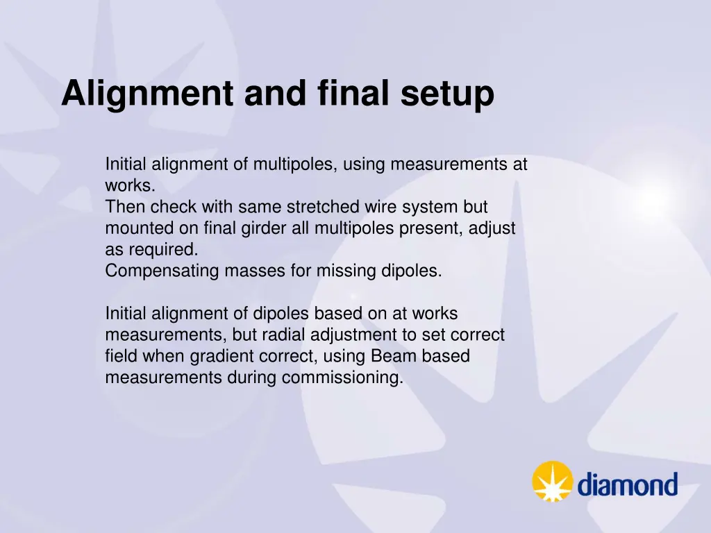 alignment and final setup
