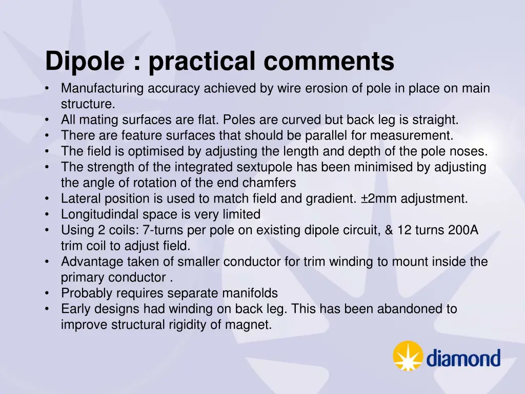 dipole practical comments manufacturing accuracy