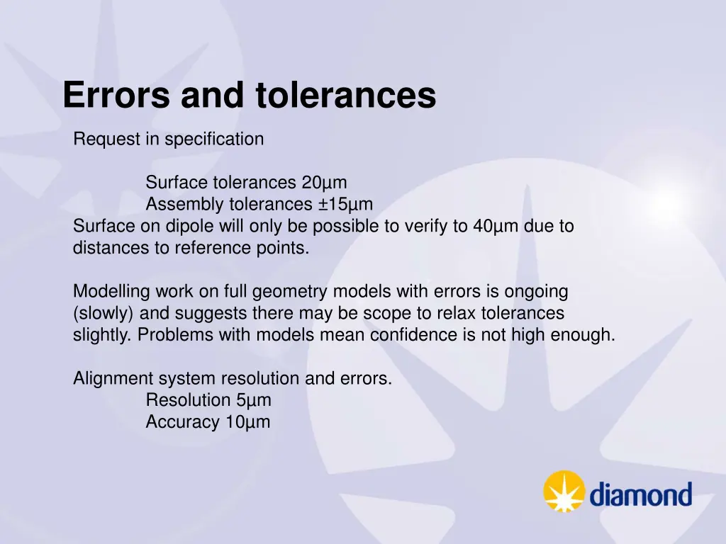 errors and tolerances