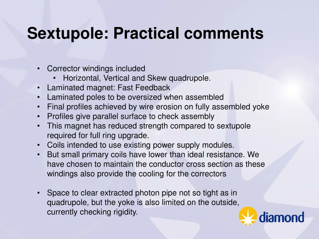 sextupole practical comments