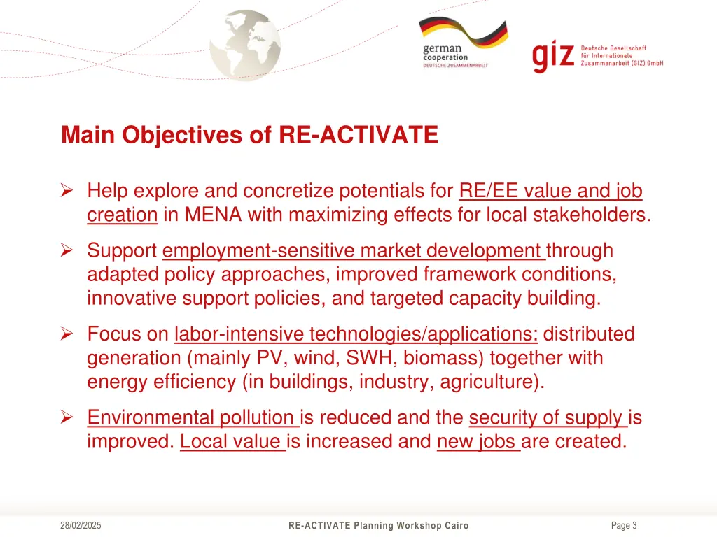 main objectives of re activate