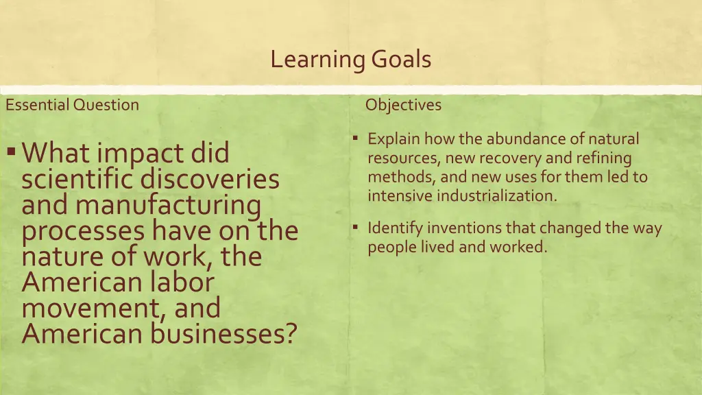 learning goals