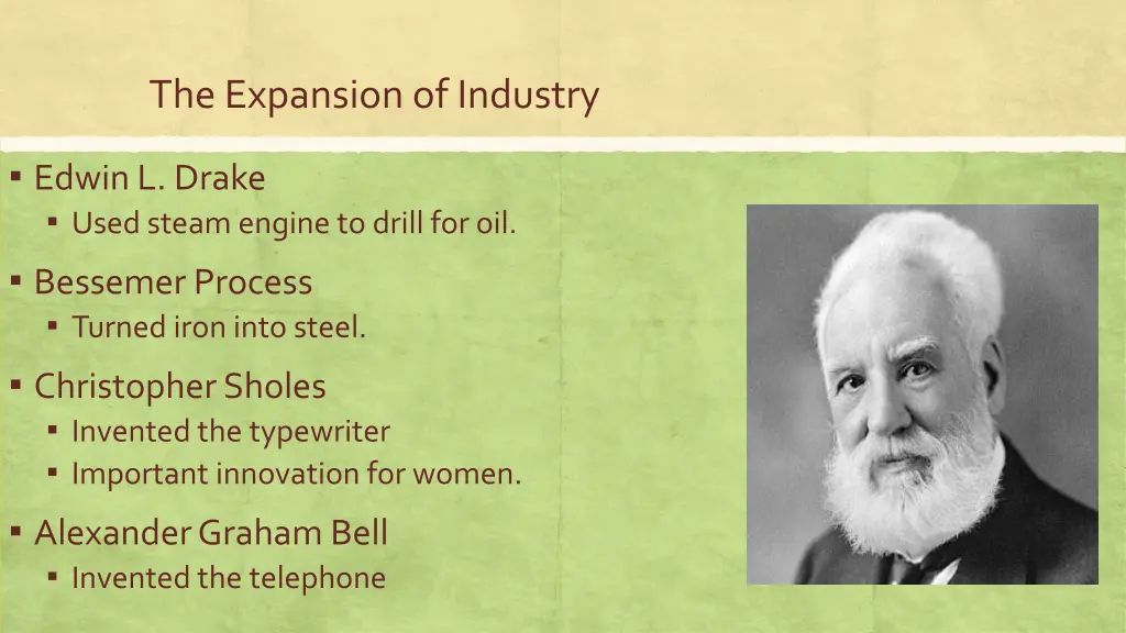 the expansion of industry