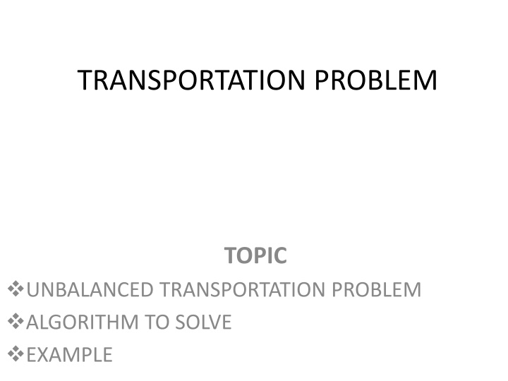 transportation problem