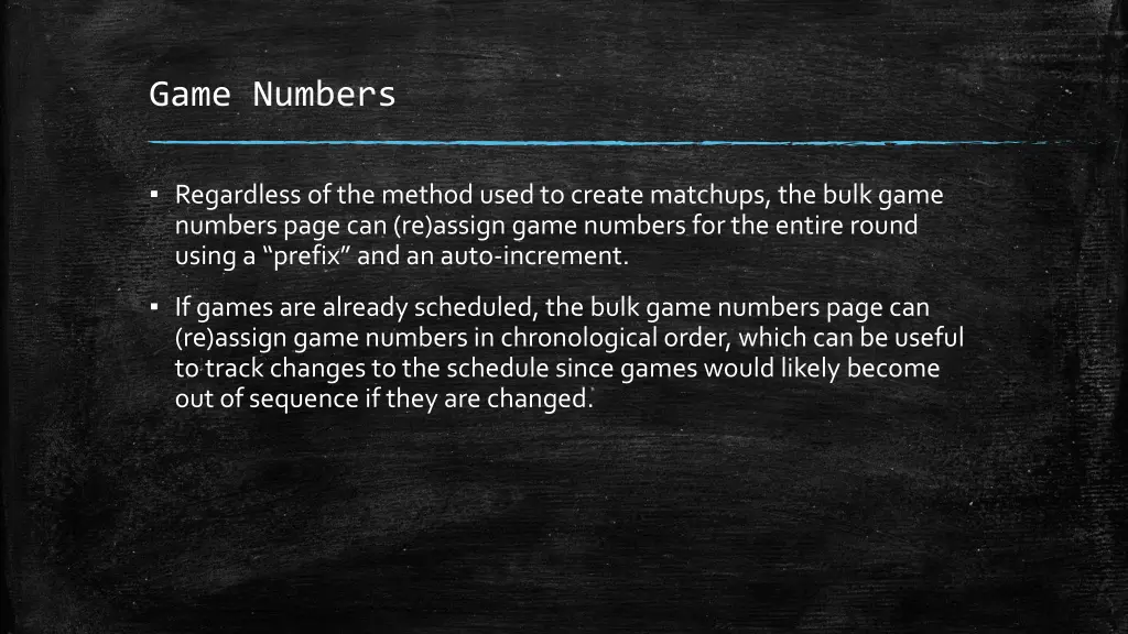 game numbers