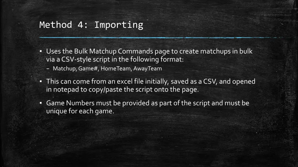 method 4 importing