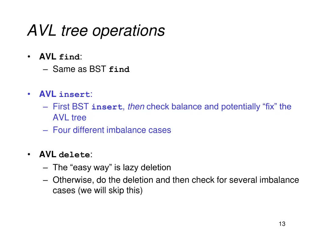 avl tree operations