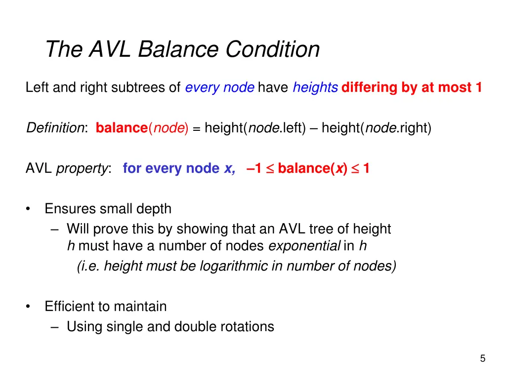 the avl balance condition
