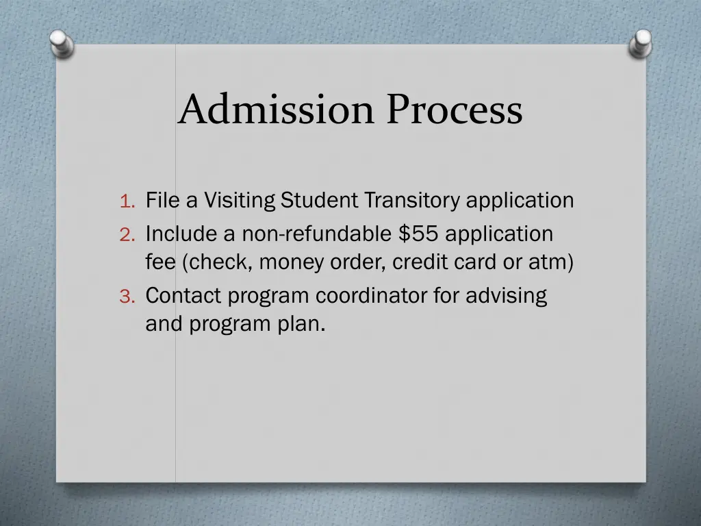 admission process