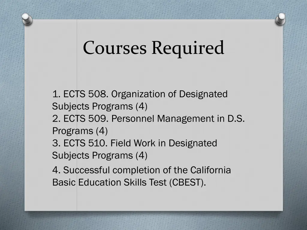 courses required