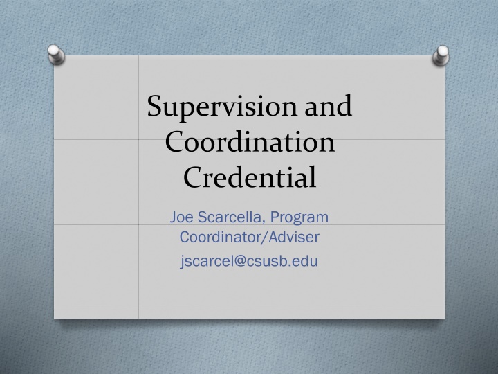 supervision and coordination credential